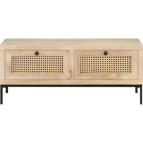 Maison Exclusive - Couchtisch 90x50x37 cm Mango Massivholz und Ro (1/5)