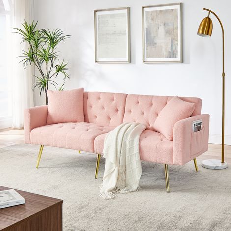 Canape 2 places dossier reglable Teddy rose OKMYHOME (1/5)