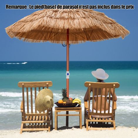 Parasol de terrasse en chaume, parasol tiki hawaïen de 175 cm avec sac de transport design inclinable parasol de table ou de marché extérieur pliable et portable