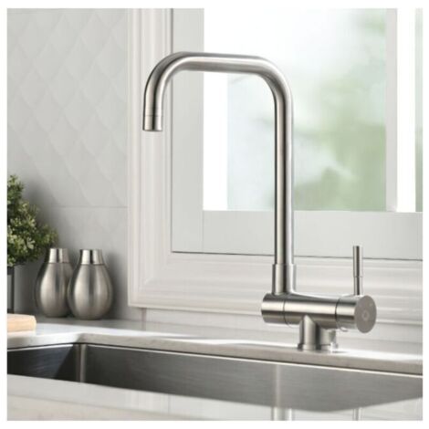 Robinet de Cuisine Rabattable , Mitigeur Evier Repliable en Acier Inoxydable devant Fenêtre, Robinet Évier Pivotant à 360º Brossé (1/3)
