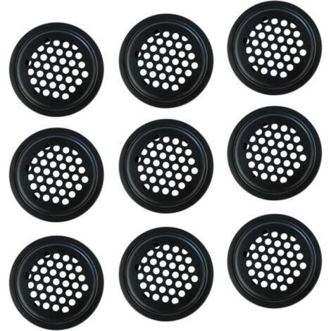 Pack of 10 black, 25mm stainless steel ventilation grilles for heat dissipation (1/4)