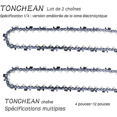 Guide et chaîne pour tronçonneuse,Lot de 2 chaînes de tronçonneuse Faible Rebond 1/4 32 maillons pour tronçonneuse (5pouces)Lame à 16 sections——Lame galvanisée améliorée (1/4)