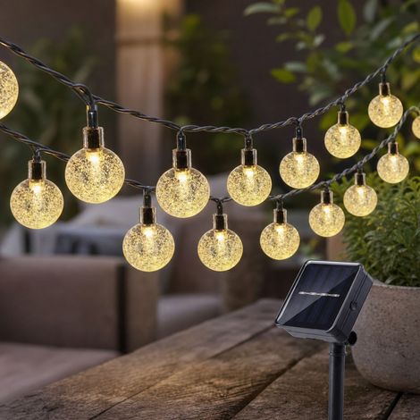 12 m lange Solar-Lichterkette mit 100 LEDs – Warmweiß – 8 Beleuchtungsmodi – IP44 wasserdicht für den Außenbereich – Festliche Atmosphäre (1/5)