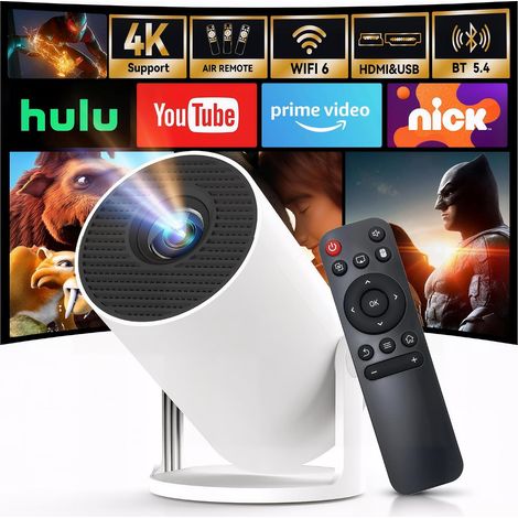 Mini Projecteur Vidéo 4K, Vidéoprojecteur Portable WiFi 6 Bluetooth, Projecteur Natif 720P, Rétroprojecteur Cinéma Chambre (1/5)