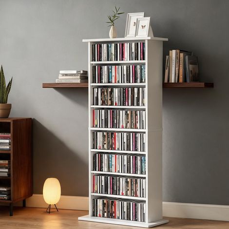 Meuble de rangement CD DVD blanc 58 x 126 cm avec 8 coloris blanc (1/5)