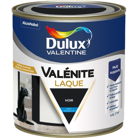 [PROMO] Dulux Valentine Peinture Laque Valénite Intérieur et Extérieur Multi-supports - Finition parfaite et lisse, Haute Résistance - Mat Noir 0,5 L (1/5)