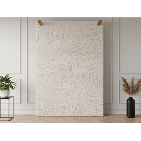 BOBOCHIC - Tapis poils long LOVINA motif abstrait 120x170 Beige (1/5)