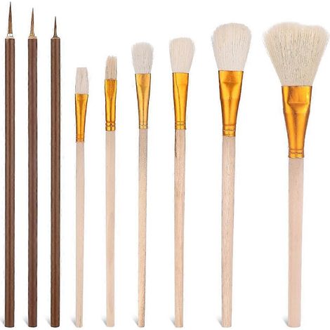 Ensemble de 9 pinceaux à glaçure pour céramique, idéal pour la peinture acrylique, l'aquarelle et la peinture à l'huile. (1/5)