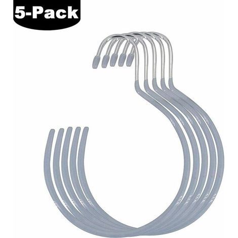 argenté Cintre pour Foulard à Anneau 5 Pièces Cintre Porte Foulard Cintre D'écharpe Rond Support écharpe Placard Crochet Anneau, Organisateur D'écharpe, Idéal pour Ceinture Cravates Serviettes (1/5)
