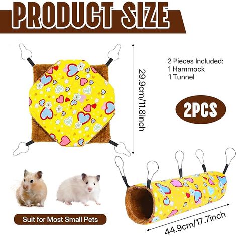 Guinea Pig Hammocks Hanging Tunnel Washable Guinea Pig Bed Bed Hamster Toy Hamster Tunnel Rat Cage Accessory for Ferret Rats Parrot Chinchilla (1/4)