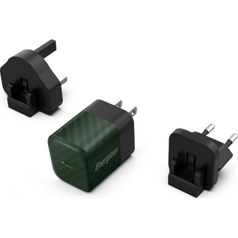 Energizer Ultimate - Caricabatterie da parete da viaggio multipresa UE/Regno Unito/USA GaN USB-C 20W PD (verde) (1/5)