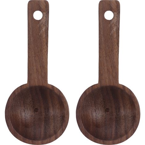 Cuillère à café en bois noyer, cuillère doseuse pour café, thé, sucre, farine et épices – Lot de 2 accessoires de barista (1/5)