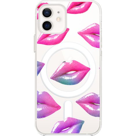 iPhone 12 Mini Hülle mit MagSafe, Transparent, Silikon Flexi, Hologramm Lippen (1/5)