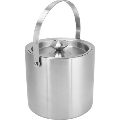 Seau à glace en acier inoxydable 3L double paroi isolé avec couvercle pour champagne et bière (1/5)