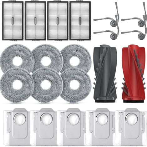 Accessori per aspirapolvere Roborock Saros 10R: 1 spazzola principale, 4 filtri HEPA, 6 panni di pulizia, 5 sacchetti per la polvere, 4 spazzole laterali, pezzo di ricambio (1/5)