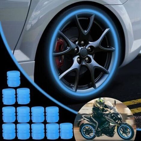 [JAMAIS UTILISÉ] Lot de 12 Bouchons Valve Pneu Voiture Fluorescents, Bouchons de Tige de Valve de Pneu de Voiture Lumineux Universels Capuchon Anti-poussière de Voiture pour Auto, SUV, Moto, Camion (1/4)