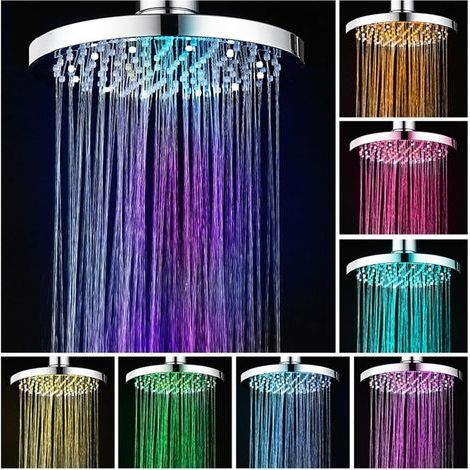 LED Shower Head, 20CM Light Shower Head, Color Shower Head, LED Shower Head with 7 Colors, Round LED Rain Shower Head, LED Light Shower Head, Universal G1/2” (1/5)