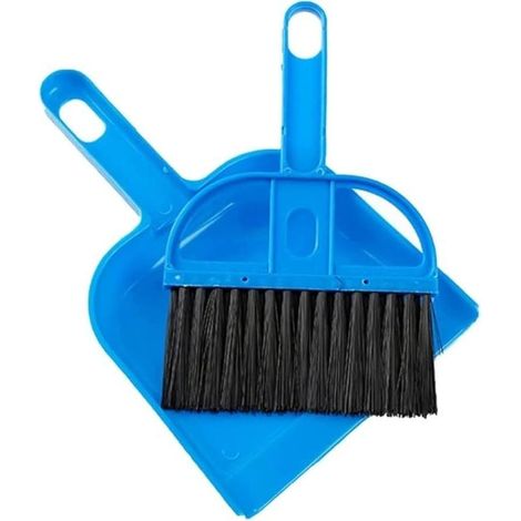 Mini pelle à poussière et balai en plastique portable (bleu) pour le bureau, la maison, la cuisine, le nettoyage des cages de tous les petits animaux, cochons d'Inde, lapins, hamsters (1/5)