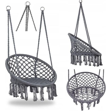 Storchennest Schaukel Hängesessel Garten Boho für Hausgarten 120cm - grau