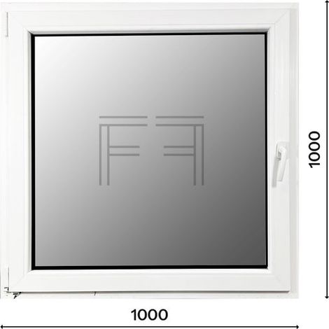 Fintex-finestra in PVC bianco singola anta 1000X1000 apertura a sinistra, doppio vetro, PROFILO A L (1/3)