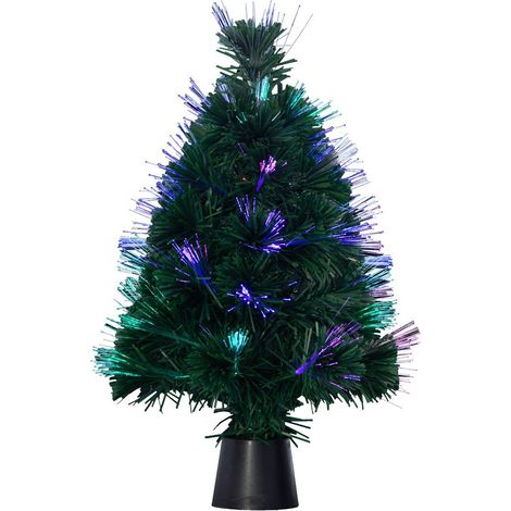 Fééric Lights And Christmas – Sapin artificiel vert en fibre optique multicolore 45 cm – 440 branches lumineuses – Pour décoration intérieure festive
