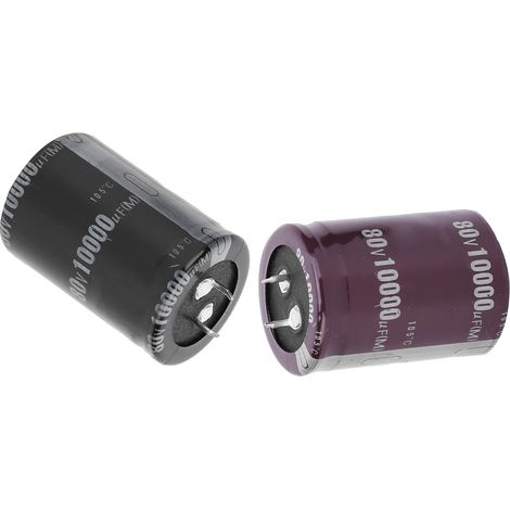 2 condensateurs électrolytiques en aluminium 10 000 µF 60 V 105 °C pour amplificateur, équipement audio et éclairage LED 35 x 50 mm (1/5)