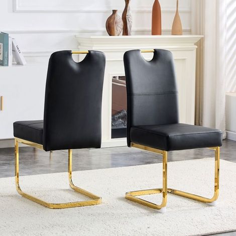 Lot de chaises 2 chaises noires design ergonomique assises épaissies éléments à ressort intégrés confort et élégance (1/5)