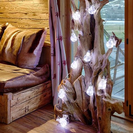 Catena luminosa con 10 lampade microled in filo metallico decorazioni natalizie da esterno -Bianco Freddo (1/4)