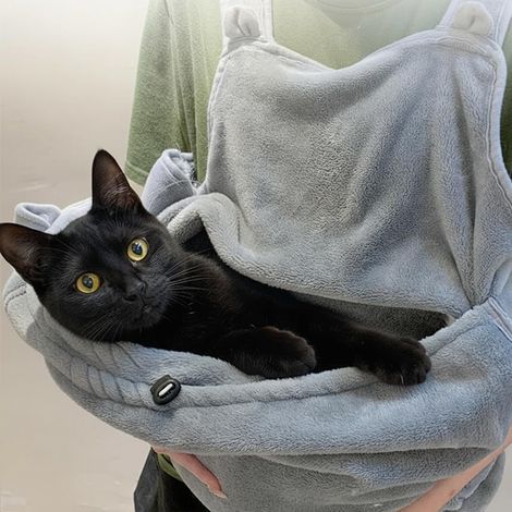 Tablier pour chat, sac de couchage moelleux pour animaux de compagnie, sac de couchage doux pour les voyages, sac respirant pour chats lors des sorties – pour petits animaux (gris A) (1/4)