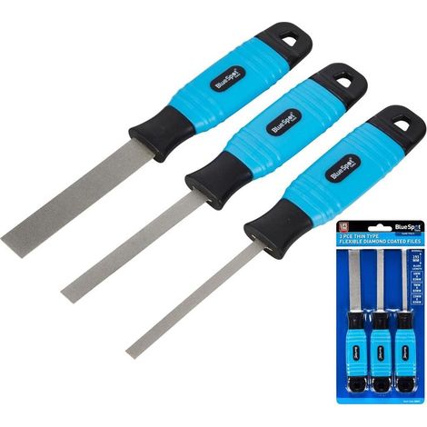 BlueSpot 3pc Thin Soft Grip Flexible Diamond Coated Files Jewellery File 193mm (1/2)
