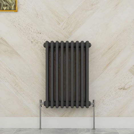 SKY Bathroom 600x425mm 3 Column Radiator Horizontal Anthracite Traditional Column Radiator