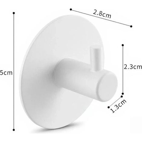 (Blanc - L - 2 pièces) Crochet en acier inoxydable auto-adhésif pour salle de bain, porte-manteau, porte-serviettes sans perçage, crochets de rangement pour la maison (1/5)