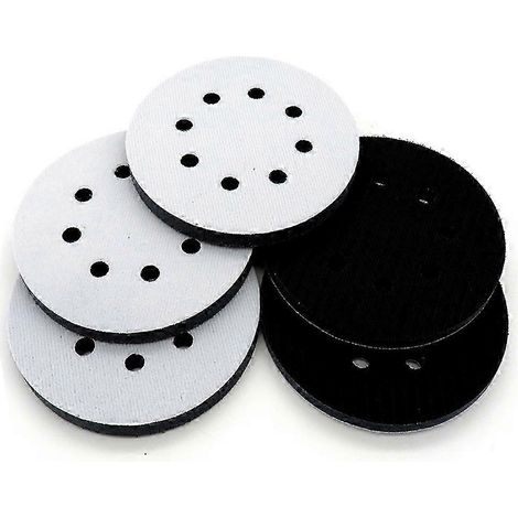 Lot de 5 tapis de ponçage en mousse souple à 8 trous, 5 pouces, avec fixation auto-agrippante, pour ponceuse orbitale. (1/4)