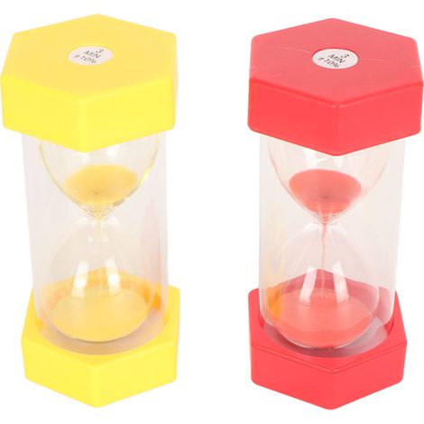 Lot de 2 sabliers hexagonaux 3 minutes en plastique pour jeux enfants, salle de classe, cuisine (1/5)