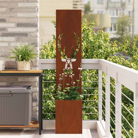 Garten Sichtschutz-Leinwand Rostig 32 x 150 cm Wetterfeststahl