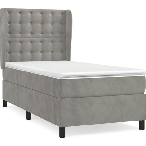Maison Exclusive - Cama box spring con colchón terciopelo gris cl (1/5)