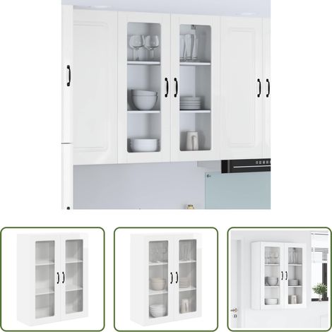 Armoire cuisine - Meuble mural de cuisine Blanc brillant 80 x 31 x 100 cm (1/5)