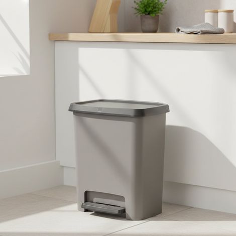 Dmora - Pattumiera Carleton, Cestino portarifiuti, Bidone per raccolta differenziata, Mobile per spazzatura, 38x28 h43 cm, Grigio scuro (1/3)