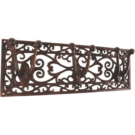 Esschert Design - Porta-Attrezzi da Giardinaggio GroÃvaters Garten (Il Giardino del Nonno), 3 Ganci per Attrezzi e Indumenti, Dimensioni: 17 x 48 x 7 cm, Colore: Rosso/Marrone (1/3)