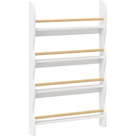 Étagère murale Montessori 4 niveaux anti-basculement pour livres 60x10x98cm, blanc (1/5)