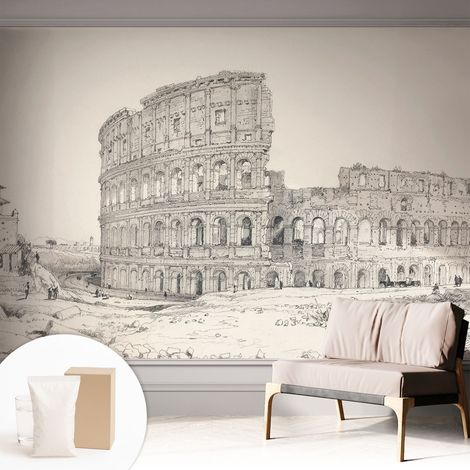 Papier peint intissé mural avec imprimé motifs décoratifs - style contemporain - Colle incluse gratuite Ruines anciennes 312x219 cm (1/5)