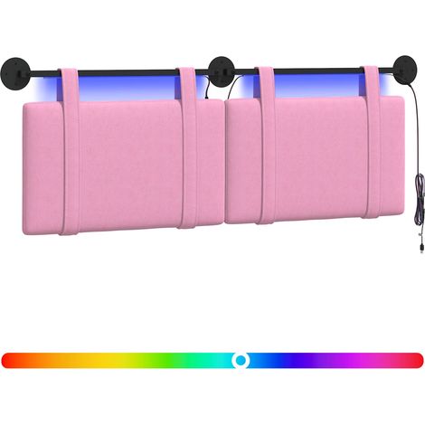 Testiera sospesa Con luce LED Rosa Tessuto vidaXL