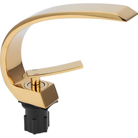 Robinet mitigeur monotrou pour lavabo sous plan, design incurvé G1/2, couleur or (1/5)