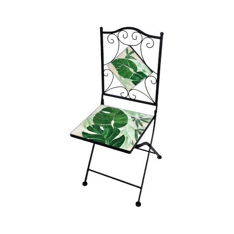 Stahlstuhl mit Decojardin Costatica dekorierter Keramiksitz