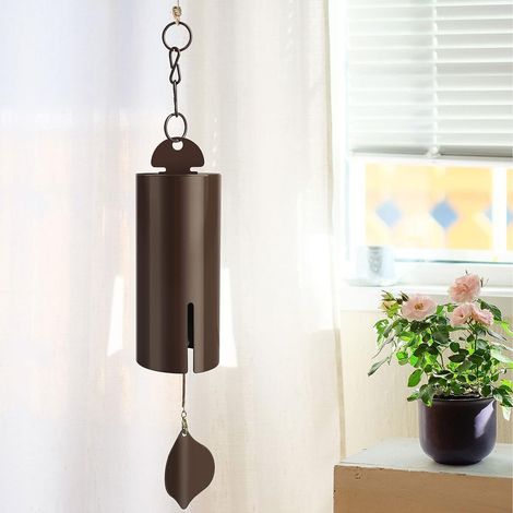 Carillon à vent feuille antique design rétro métal suspension décoration maison jardin extérieur (1/5)