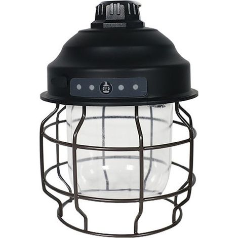 DirigéLampe de camping rechargeable, lampe suspendue d'extérieur, adaptée aux patios, terrasses et à l'éclairage de secours, noire (1/5)