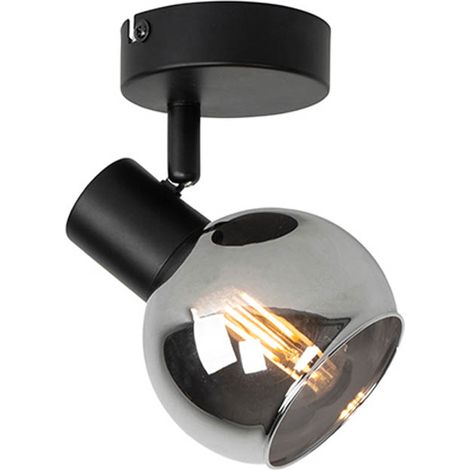 Smart Deckenstrahler schwarz mit Rauchglas inkl. Wifi P45 - Vidro