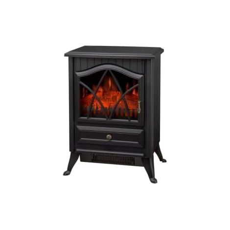 Cheminée électrique 3 fenêtres flamme 3D LED 900/1800W noir