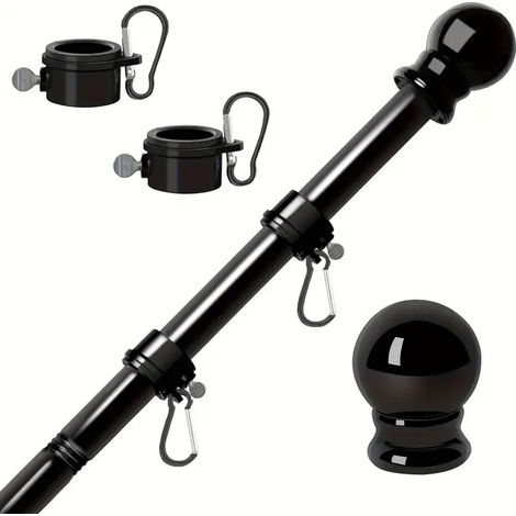 1.5m black aluminium alloy flagpole with swivel ring. Secure installation (flag not included). (1/5)