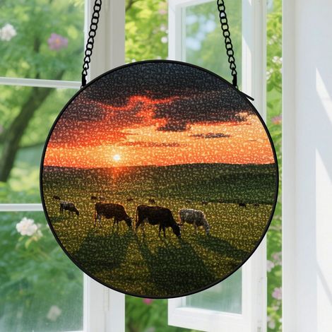 Suspension en vitrail - Attrape-soleil minimaliste élégant, décoration jardin fenêtre, cadeau Fête des Mères, Anniversaire pour femme, homme 9cm (1/5)